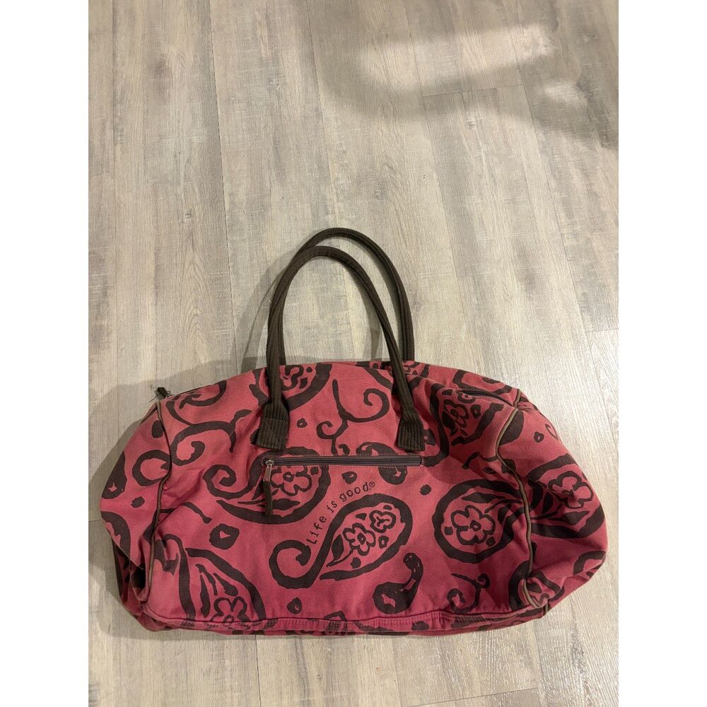 Life is Good Pink and brown paisley Duffel Bag